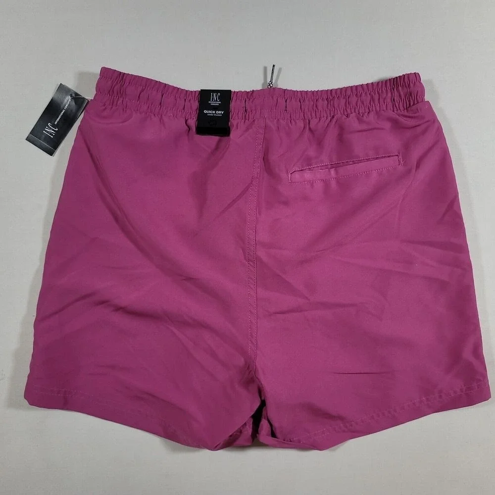 Inc Swim Trunks‎ Mens 2XL Dahlia Mauve Regular-Fit Quick-Dry Solid 5